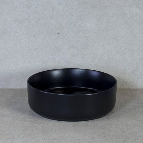 OUTLET H&R Badmeubelen Note waskom - 37x12cm  keramiek zwart mat 