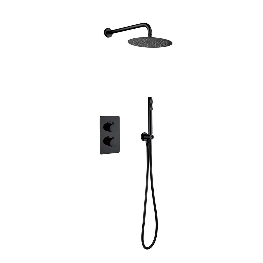 OUTLET ALONI INBOUW THERMOSTATISCHE DOUCHESET MET REGENDOUCHEKOP (Ø25CM) - MAT ZWART