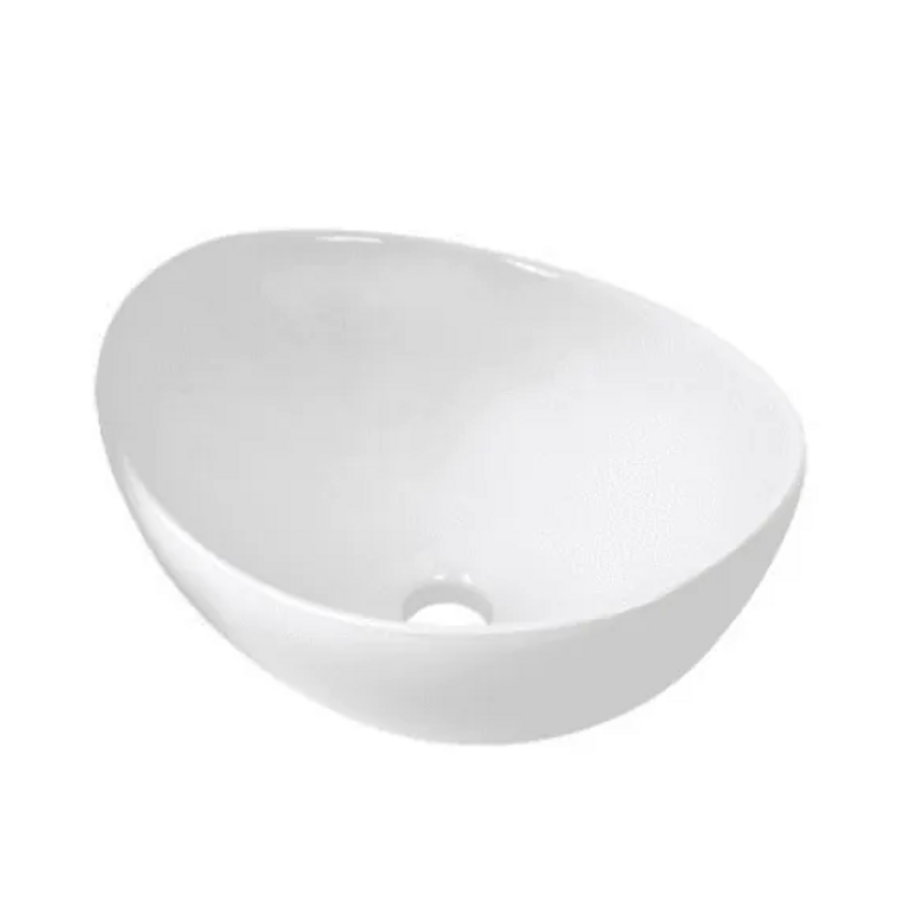 OUTLET Keramische Opbouw Waskom Scale Ovaal 39x32x17.5cm Wit