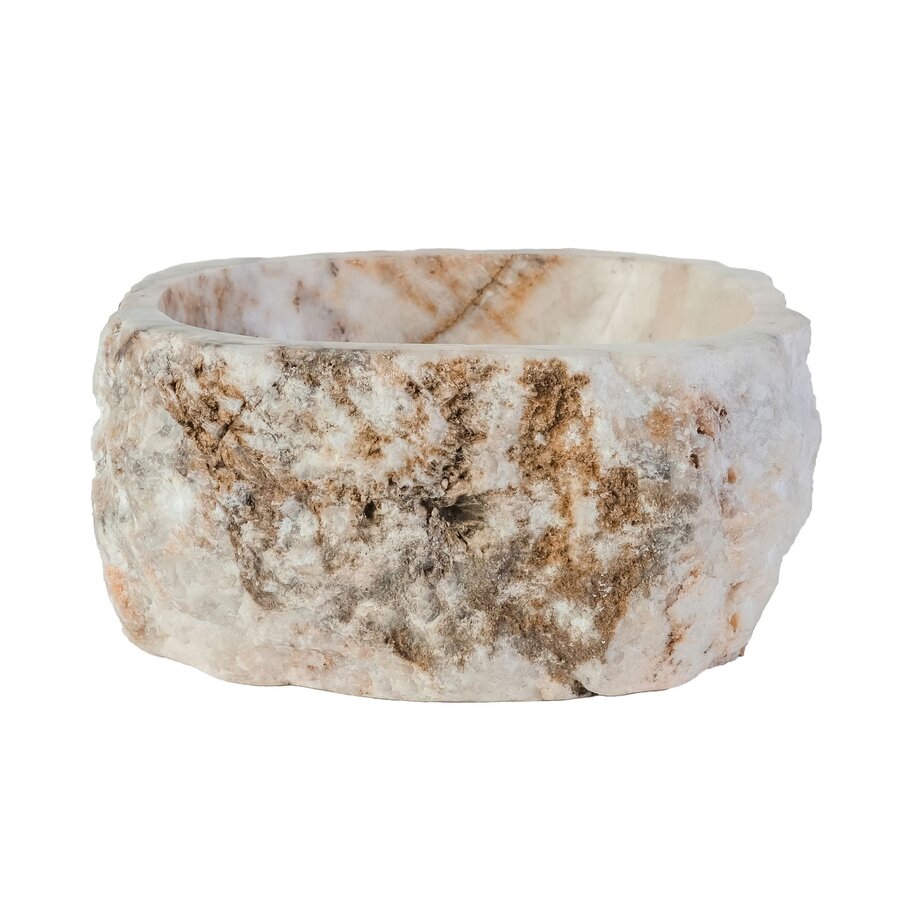 OUTLET Waskom BWS Stone Rond 30-35x30-35x15 cm Gepolijst Natuursteen Sunset Onyx