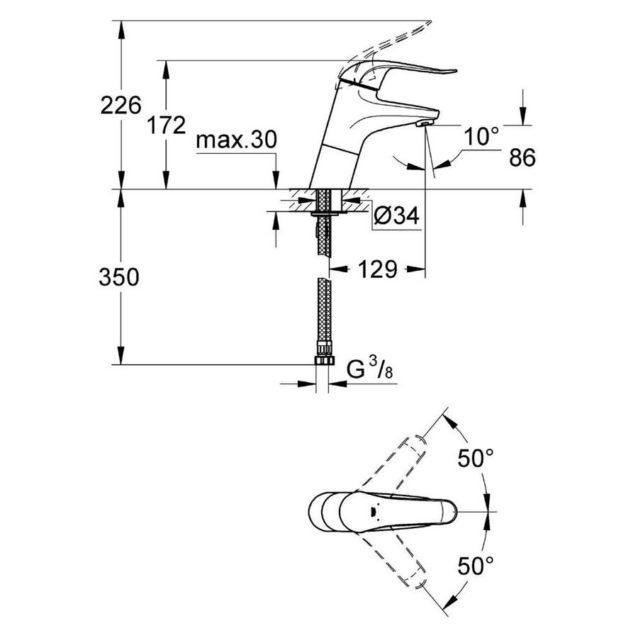 Euroeco Special Wastafelkraan Hoog Met Gladde Body Chroom