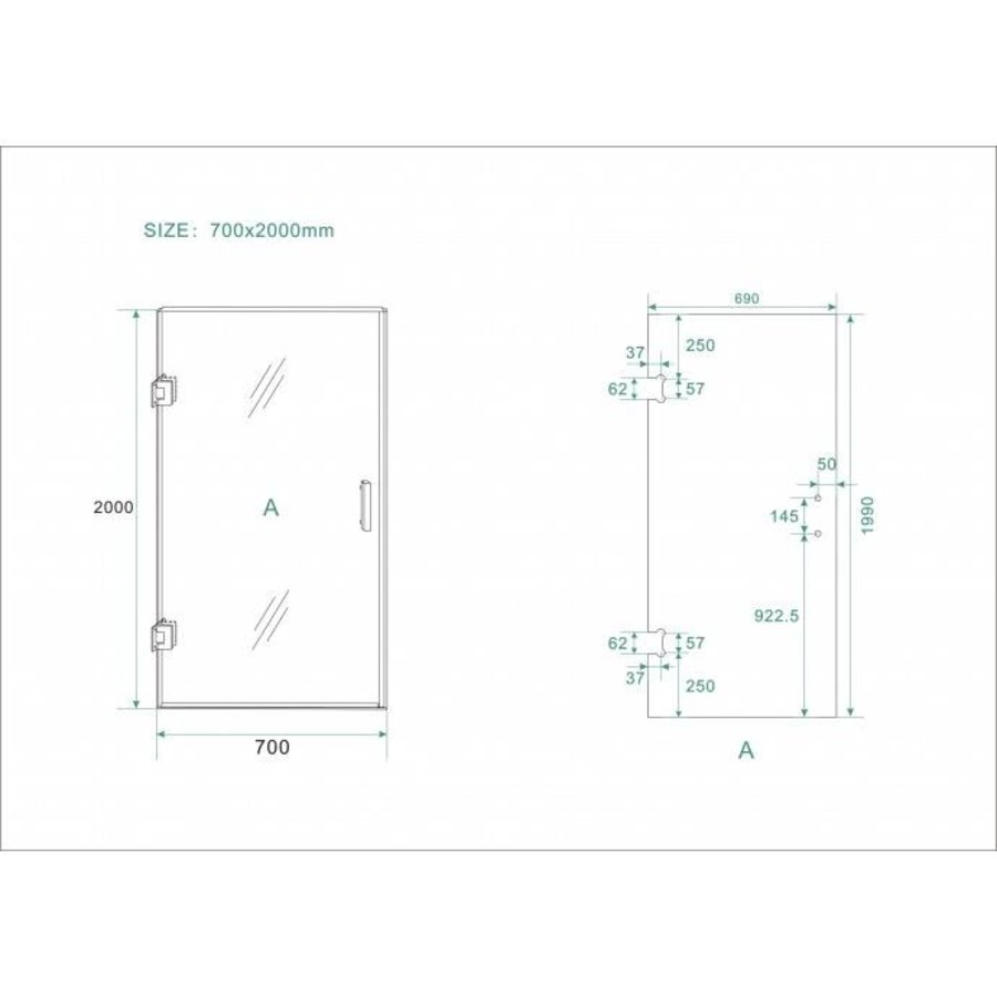 Nisdeur Zonder Profiel 70X200 Cm 8 Mm Nano Glas