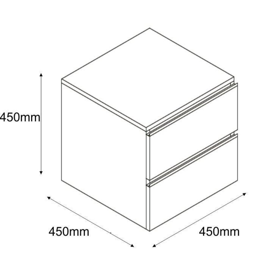 Ladekast 450X450 Houtnerf Zwart Gelakt