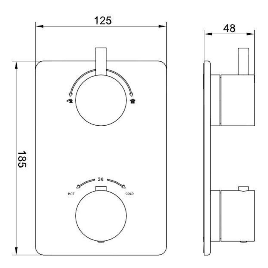 Afbouwdeel Thermostaat 2-Weg Chroom Amon Round