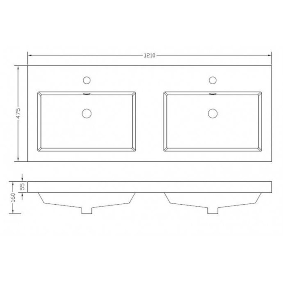 Badkamermeubel Luna 120X47 Houtnerf Grijs (4 Laden)