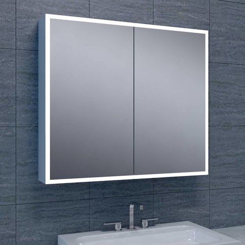 Spiegelkast Quattro Met Rand Verlichting 80X70X13 Aluminium 