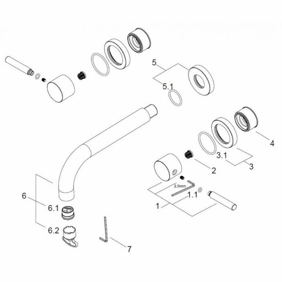 Wastafel Afbouwdeel Amon Round 2-Knops Chroom