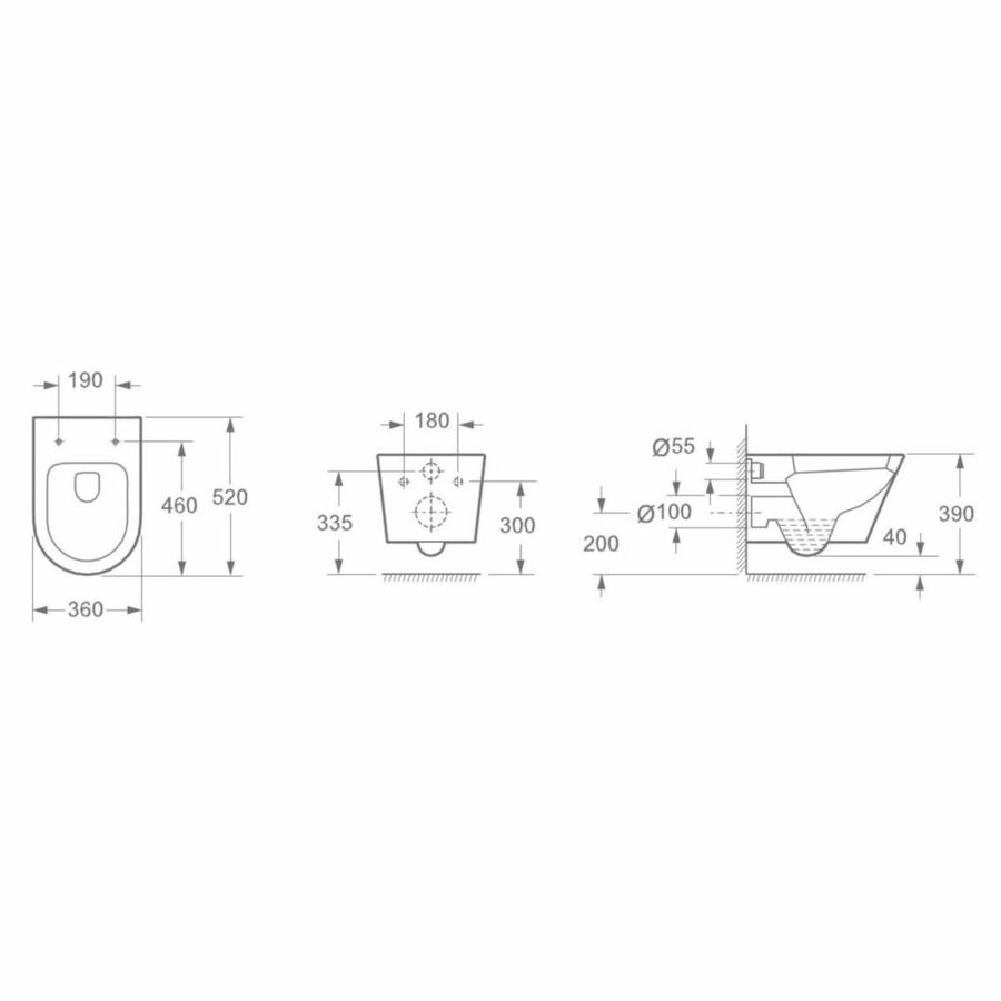 Hangtoilet Vesta Rimless Diepspoel Wit (Incl. Flatline Zitting)