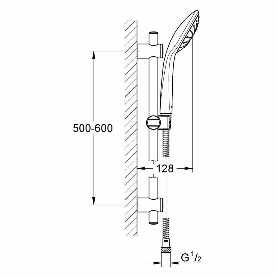 Vitalio Joy Mono Doucheset (Handdouche Ø 11 Cm, Glijstang 60 Cm, Doucheslang 175 Cm)