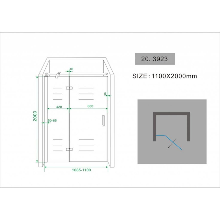 Nis Swingdeur 110X200Cm + Vast Paneel 8Mm Nano Coating