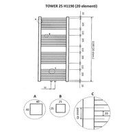 Radiator Tower Middenonder Aansluiting 119X60Cm Antraciet