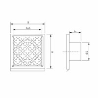 Deurrooster Retro Vierkant Aansluiting 12,5 Cm