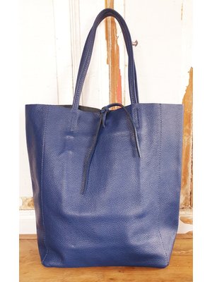 Joof Donkerblauw basic leren shopper met touwtjes