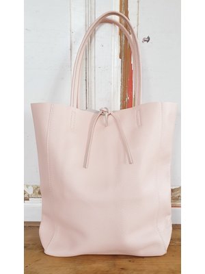 Joof Lichtroze basic leren shopper met touwtjes