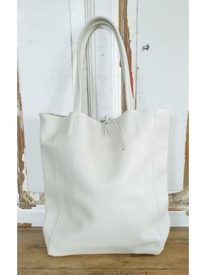 Joof Beige basic leren shopper met touwtjes