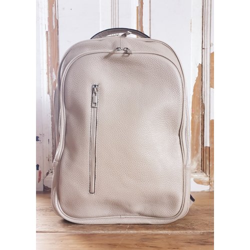 Joof 17 inch leren rugzak taupe Joof 17 inch leren rugzak taupe