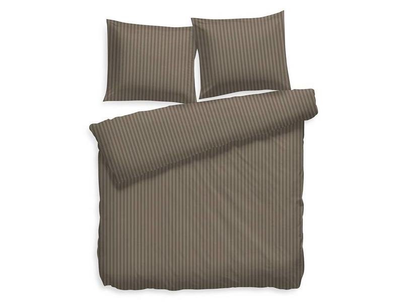 Heckettlane Heckettlane dekbedovertrek Satin Stripe (Taupe Grey)