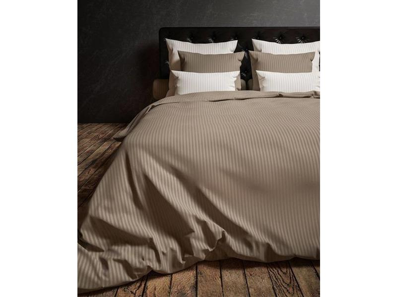 Heckettlane Heckettlane dekbedovertrek Satin Stripe (Taupe Grey)