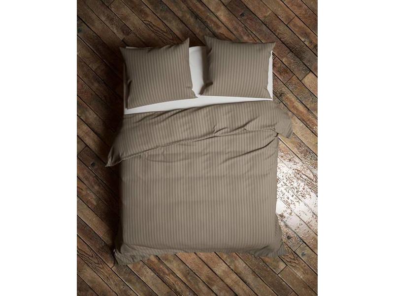 Heckettlane Heckettlane dekbedovertrek Satin Stripe (Taupe Grey)