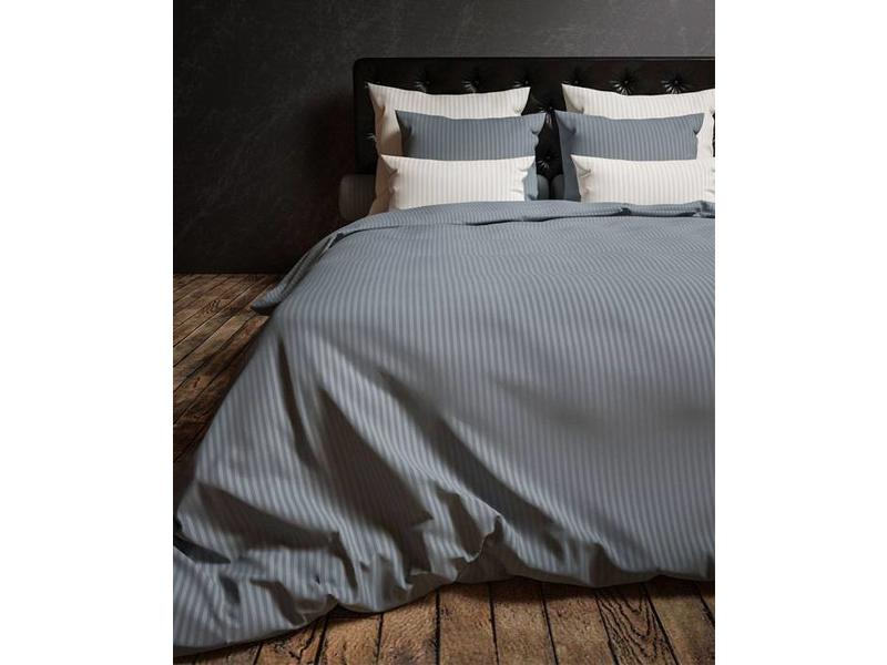 Heckettlane Heckettlane dekbedovertrek Satin Stripe (Steel Blue)