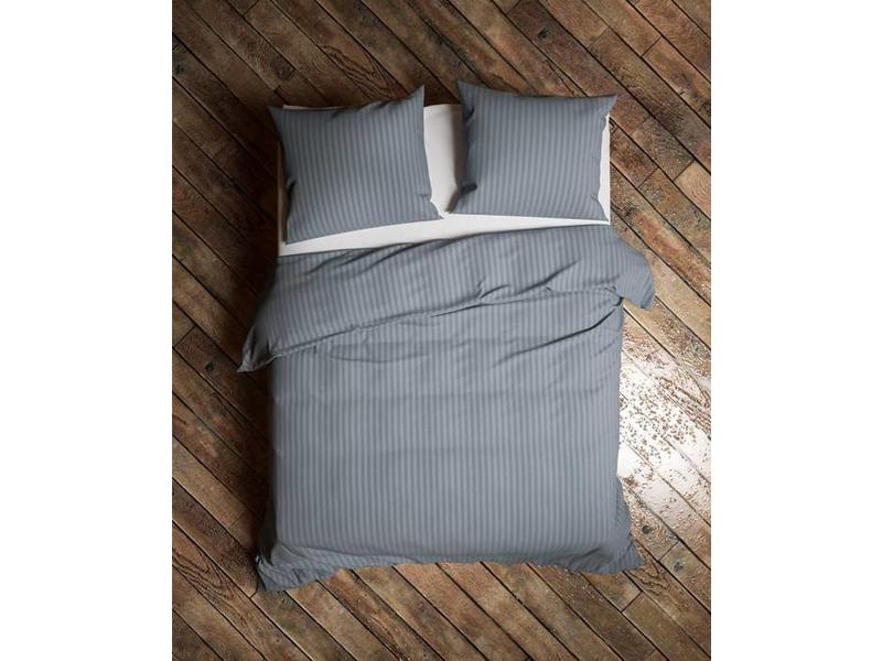 Heckettlane Heckettlane dekbedovertrek Satin Stripe (Steel Blue)