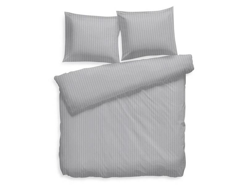 Heckettlane Heckettlane dekbedovertrek Satin Stripe (Glacier Grey)