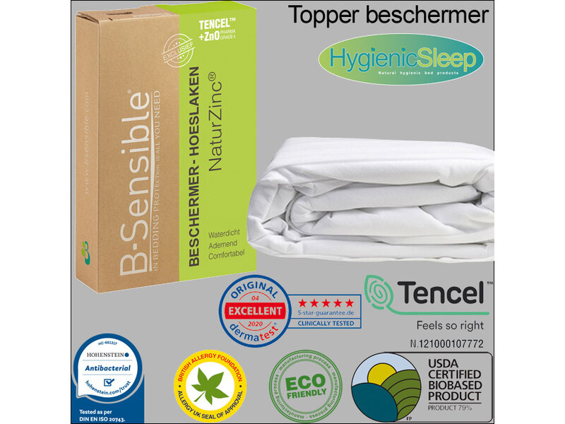 B-Sensible B-Sensible 2 in 1 Split-Topper hoeslaken + matrasbeschermer (Wit)