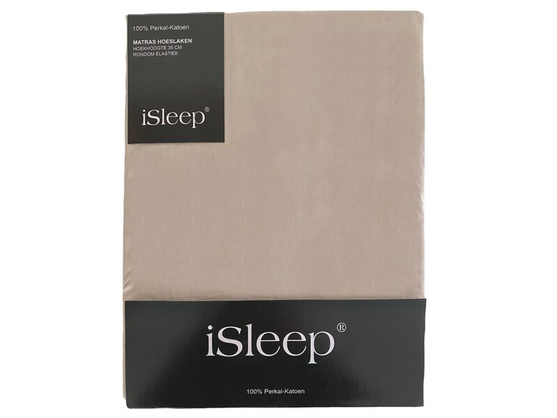 iSleep iSleep Hoeslaken Perkal Katoen (Medium Beige)