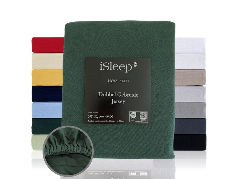 iSleep iSleep Hoeslaken Dubbel Jersey (Donker Groen)