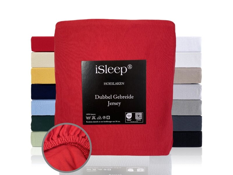 iSleep iSleep Hoeslaken Dubbel Jersey (Rood)