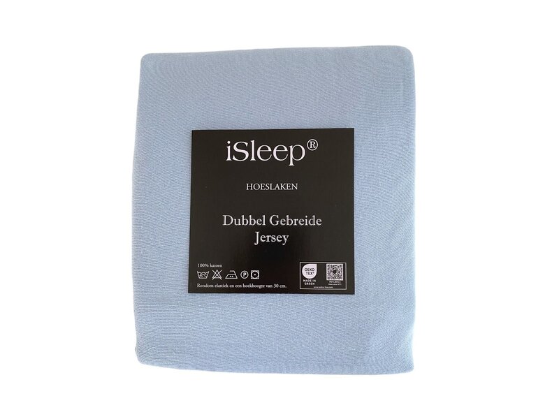 iSleep iSleep Hoeslaken Dubbel Jersey (Licht Blauw)