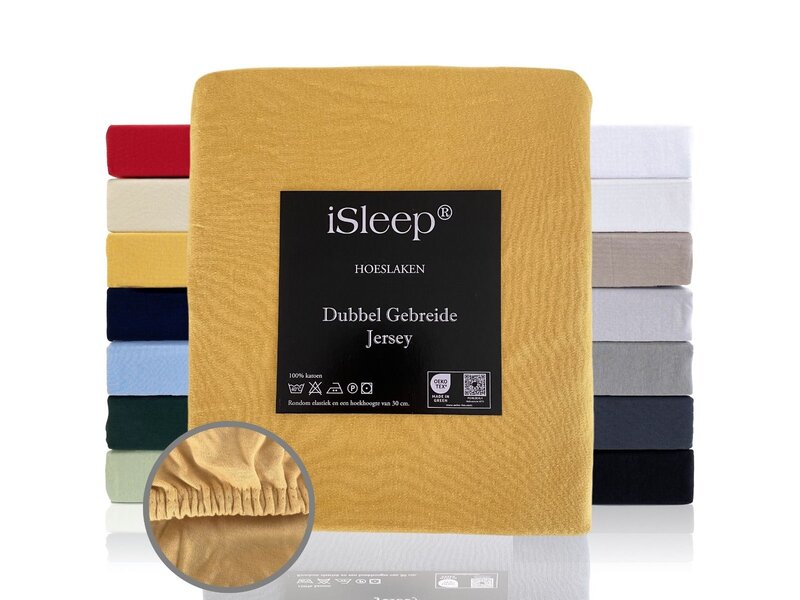 iSleep iSleep Hoeslaken Dubbel Jersey (Oker)