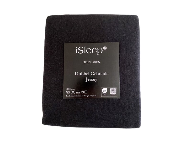 iSleep iSleep Hoeslaken Dubbel Jersey (Zwart)