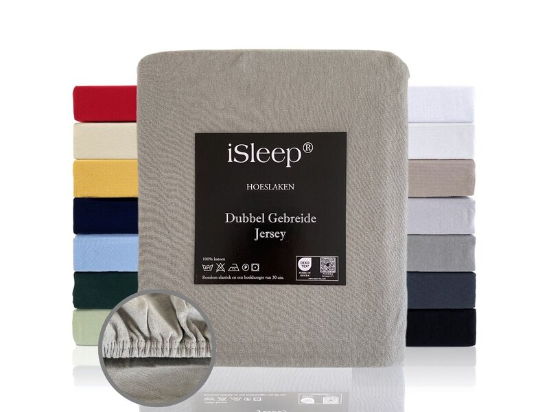 iSleep iSleep Hoeslaken Dubbel Jersey (Grijs)