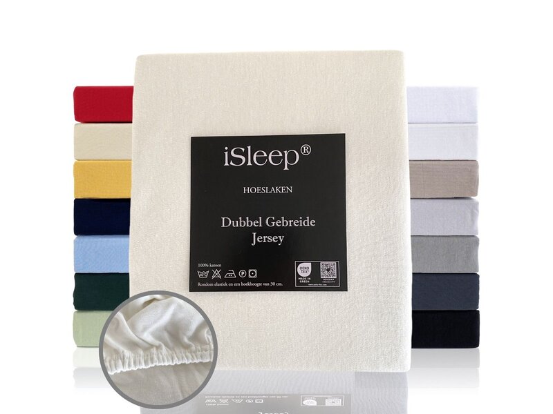 iSleep iSleep Hoeslaken Dubbel Jersey (Licht Beige)