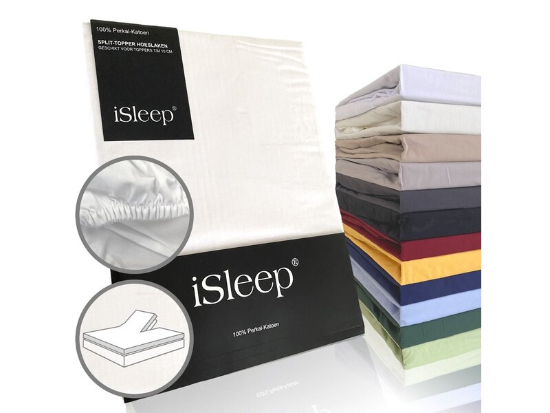 iSleep iSleep Split-Topper hoeslaken Perkal Katoen