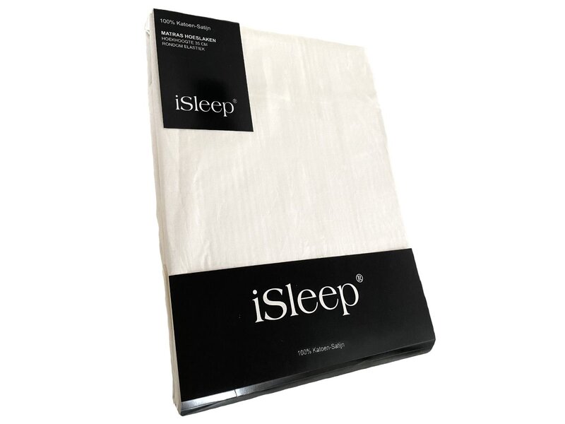 iSleep iSleep Hoeslaken Satijn Katoen (Licht Beige)