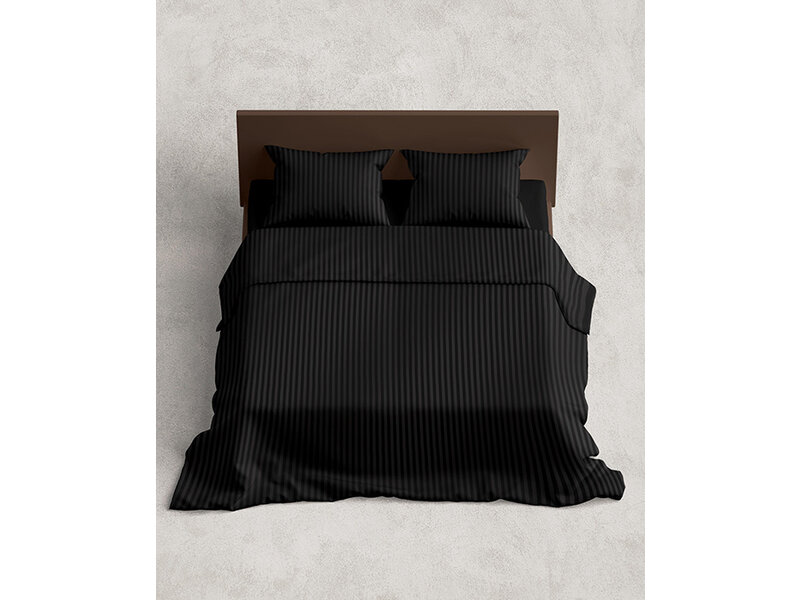 iSleep iSleep Dekbedovertrek Satijnstreep (Zwart)