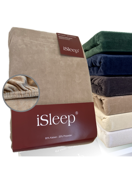 iSleep Hoeslaken Velours (Taupe)
