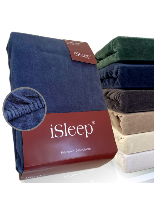 iSleep Hoeslaken Velours (Donkerblauw)