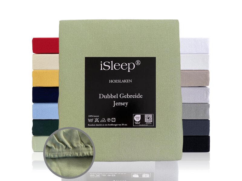 iSleep iSleep Hoeslaken Dubbel Jersey (Laurel Groen)