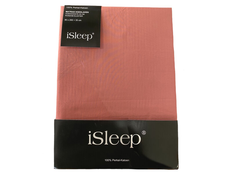 iSleep iSleep Hoeslaken Perkal Katoen (Roodbruin)