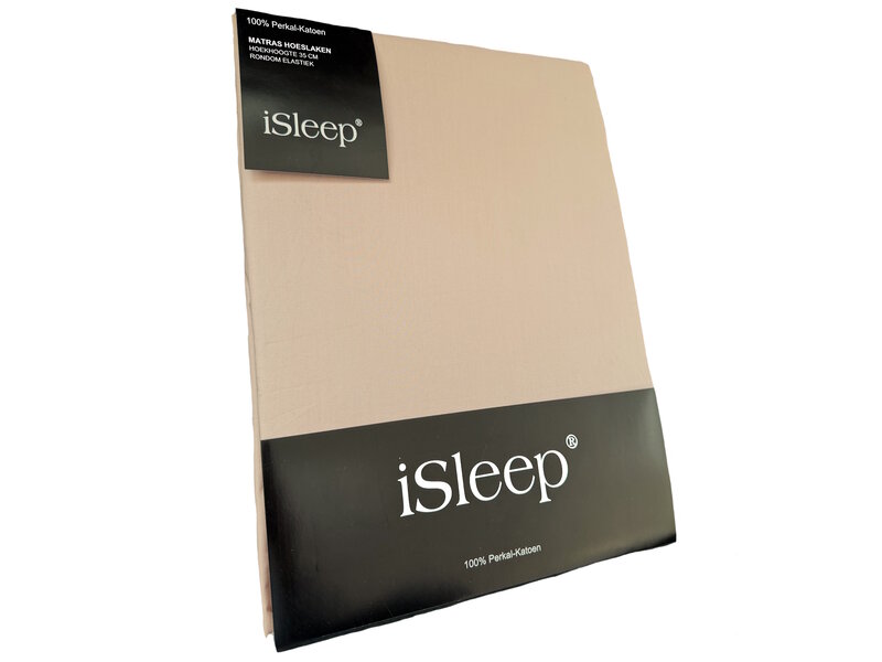 iSleep iSleep Hoeslaken Perkal Katoen (Taupe)