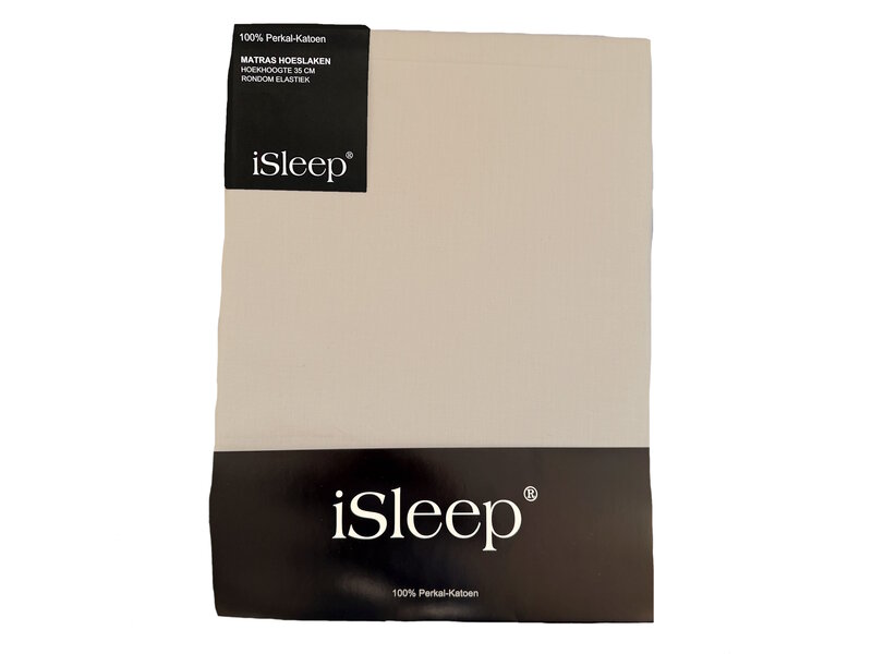 iSleep iSleep Hoeslaken Perkal Katoen (Taupe)