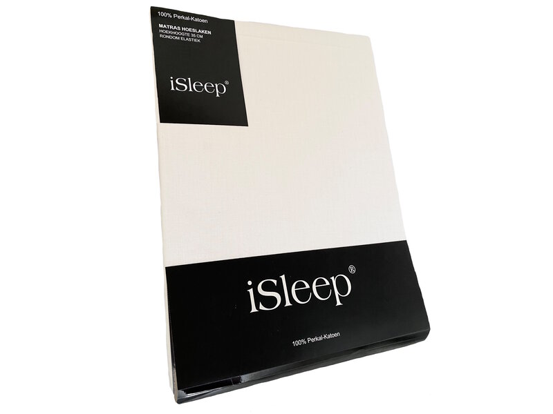 iSleep iSleep Hoeslaken Perkal Katoen (Crème)