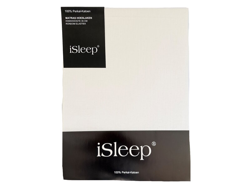 iSleep iSleep Hoeslaken Perkal Katoen (Crème)