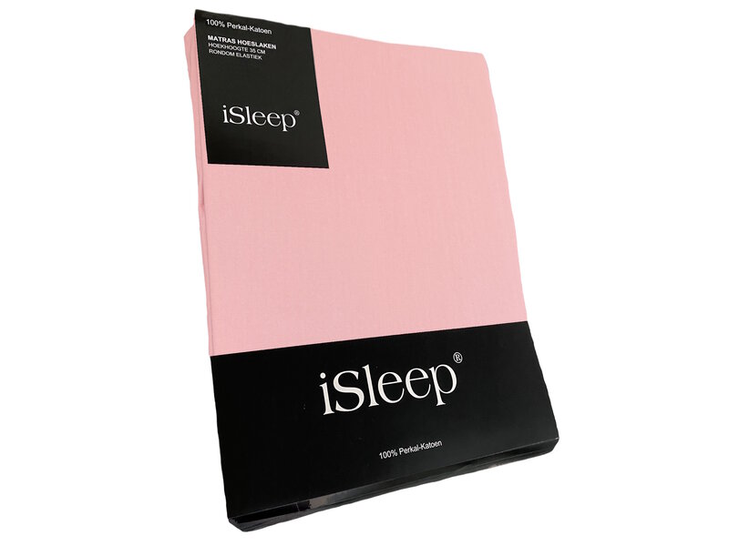 iSleep iSleep Hoeslaken Perkal Katoen (Oud Roze)