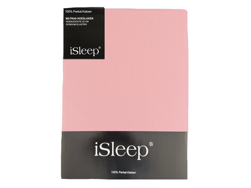iSleep iSleep Hoeslaken Perkal Katoen (Oud Roze)