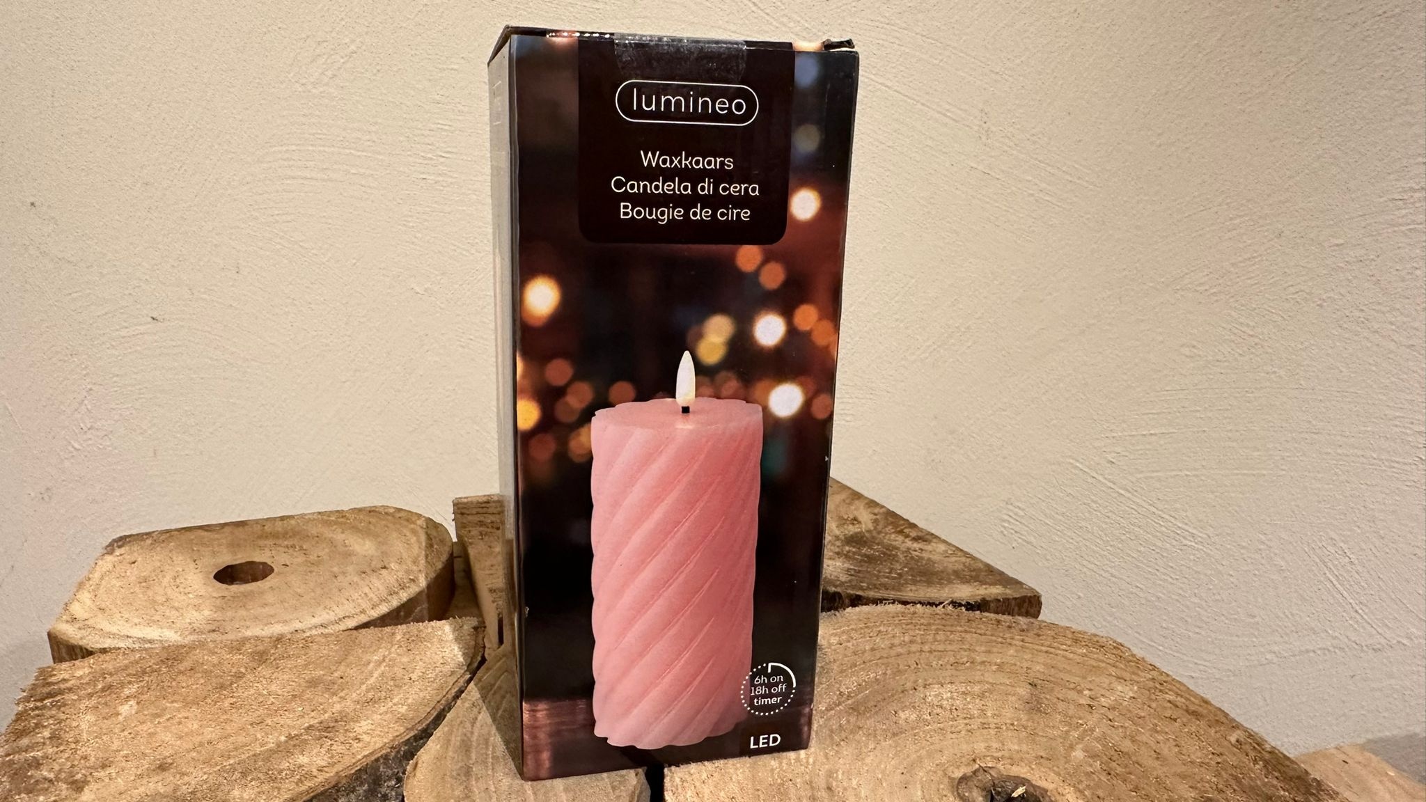 Kerze LED rosa Höhe 12,5 cm