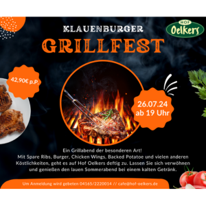 Kulinarischer Themenabend –„Klauenburger Grillfest“ 26.07.2024